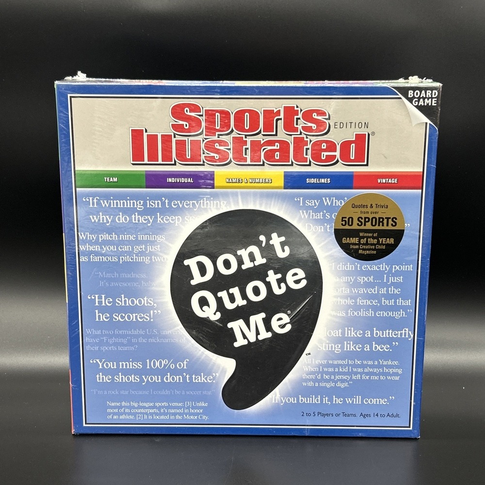 Don't Quote Me Game - Sports Illustrated Edition - EUC - COMPLETE - Wiggles NIB